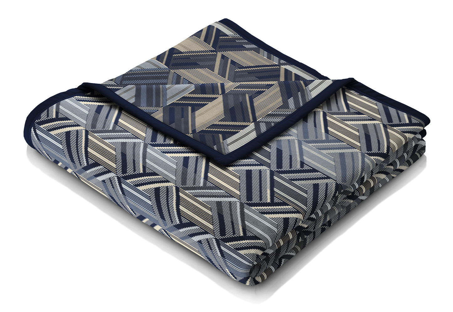 BIEDERLACK COTTON RICH PARQUET BLUE THROW