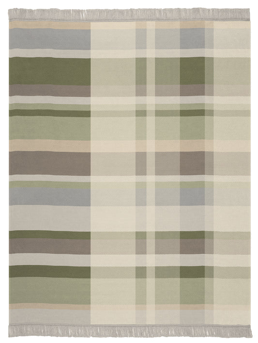 PANEL CHECK GREEN BLANKET 140X180