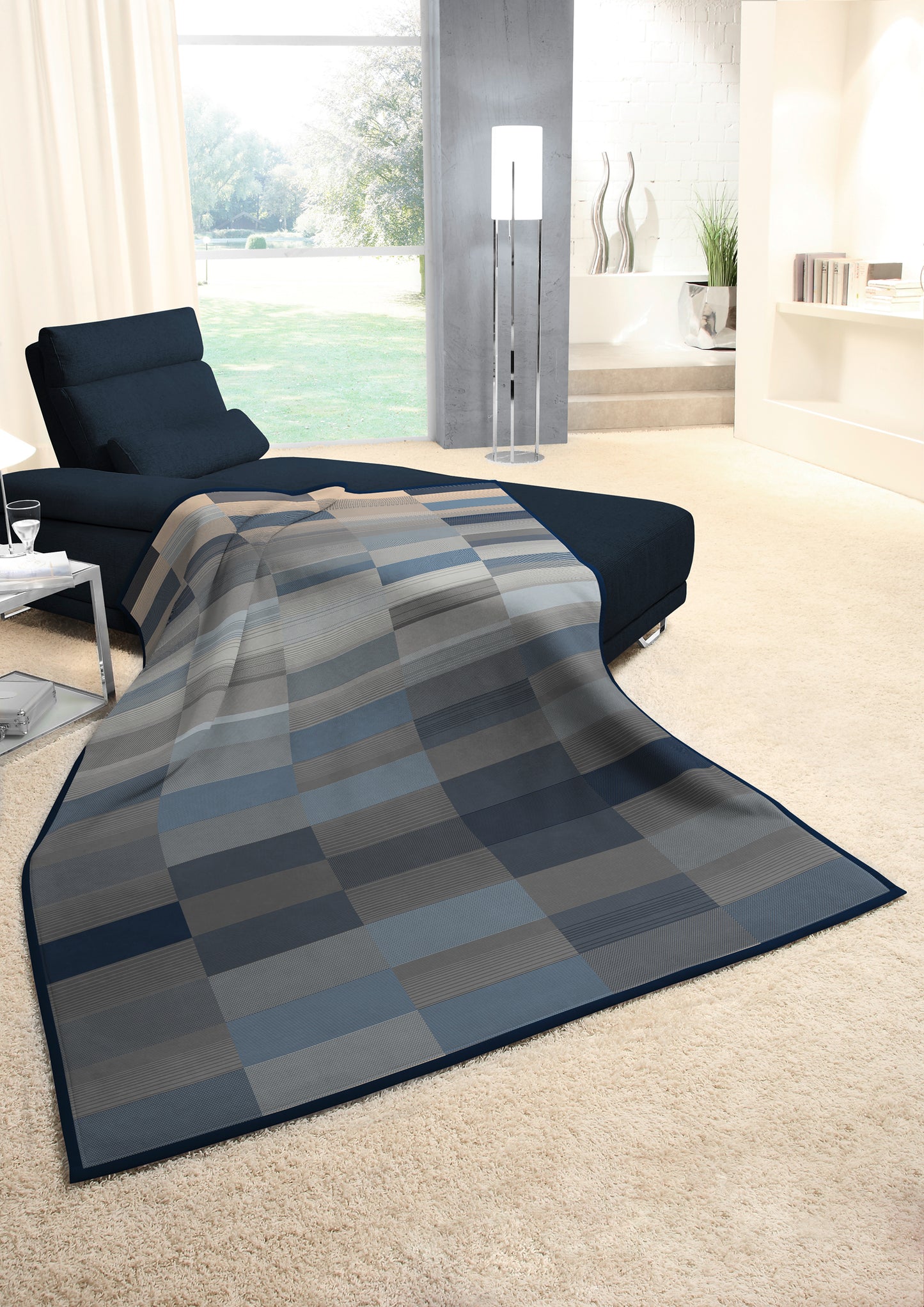 OMBRE ABSTRACT BLOCKS BLUE BLANKET 140X180