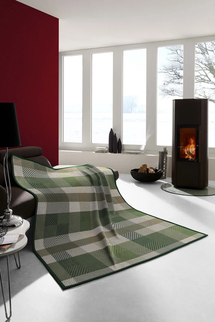 BIEDERLACK HERRINGBONE CHECK GREEN 140X180