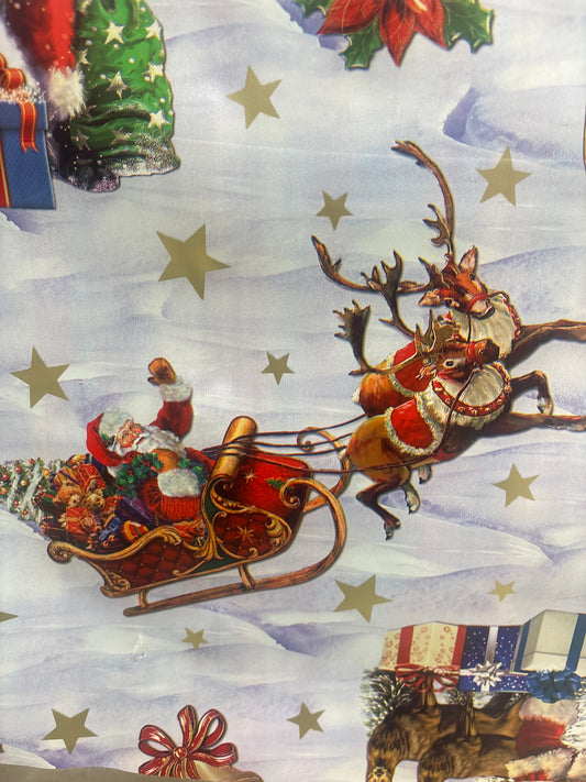 OIL CLOTH SANTA'S SLEIGH