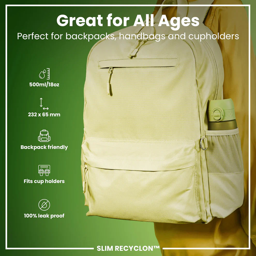 Ion8 Slim Water Bottle Green 500ml