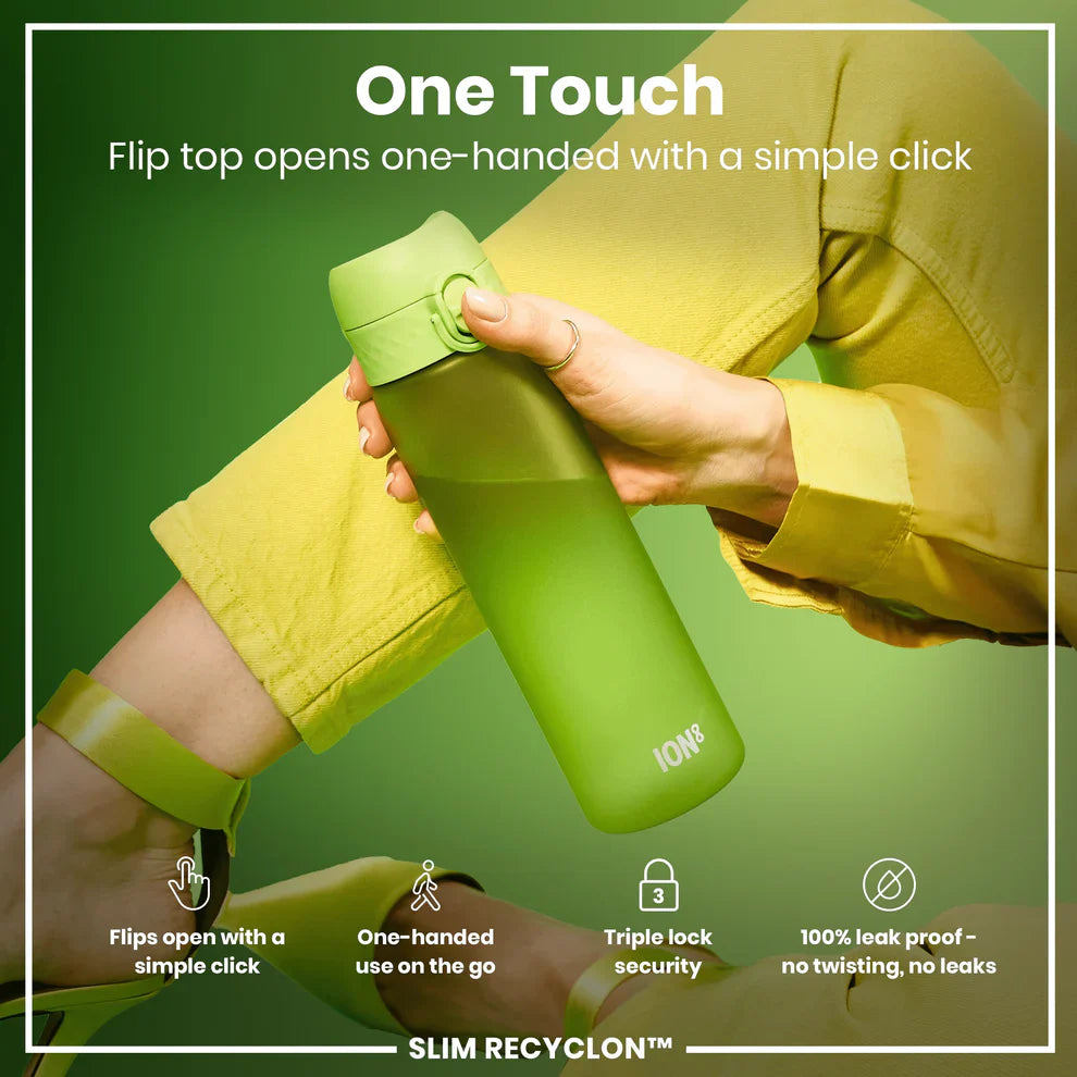 Ion8 Slim Water Bottle Green 500ml