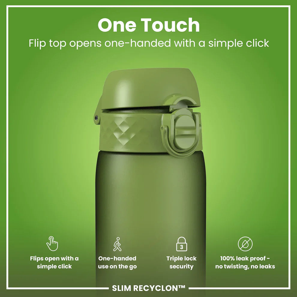 Ion8 Slim Water Bottle Khaki Green 500ml