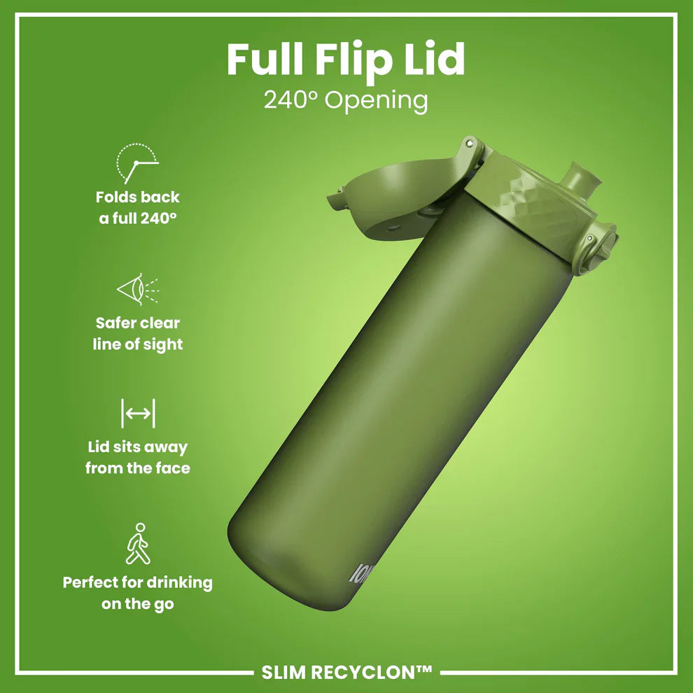 Ion8 Slim Water Bottle Khaki Green 500ml