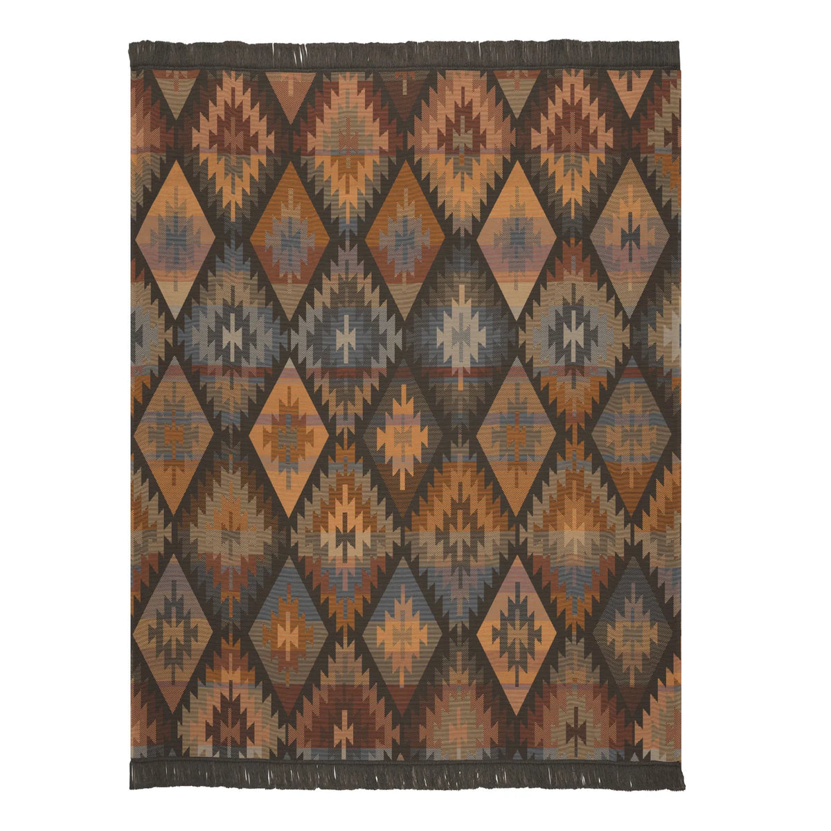 BIEDERLACK IKAT DIAMOND CHARCOAL/ORANGE 140X180