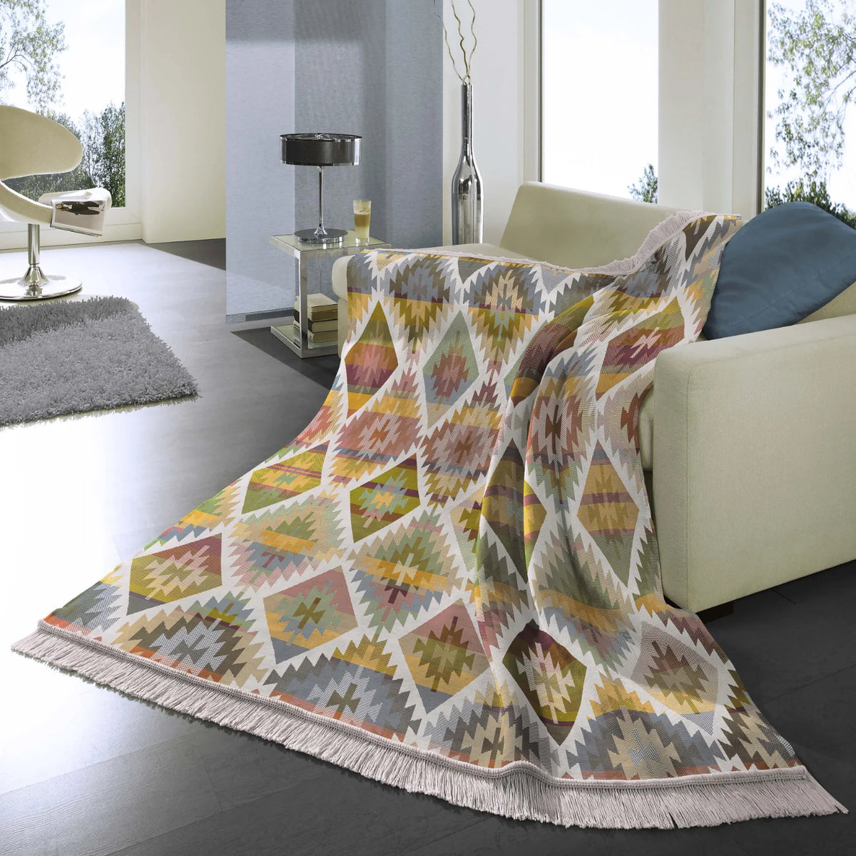 BIEDERLACK IKAT DIAMOND MULTI 140X180
