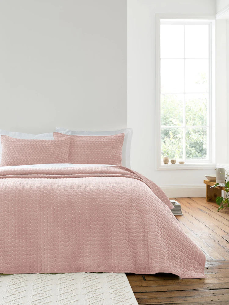 ATTICA VELVET PINK BEDSPREAD 240X260