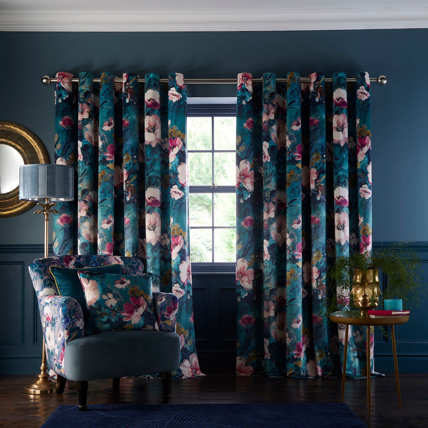 STUDIO G BOUQUET LINED EYELET CURTAINS