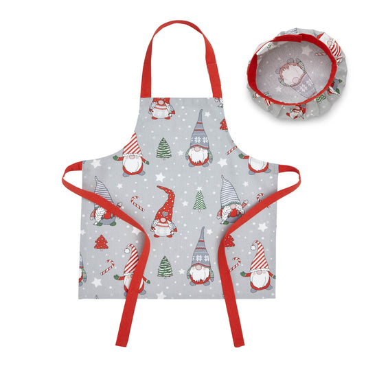 CATHERINE LANSFIELD CHRISTMAS GNOMES KIDS APRON & CHEF HAT