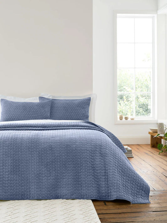 ATTICA VELVET BLUE BEDSPREAD 240X260