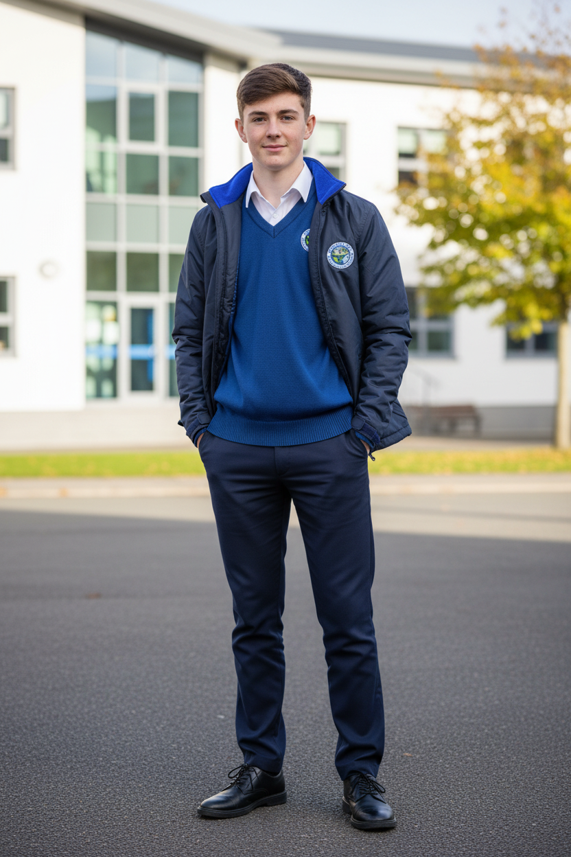 Ardgillan College male student in Oslo jacket with jumper and shirt