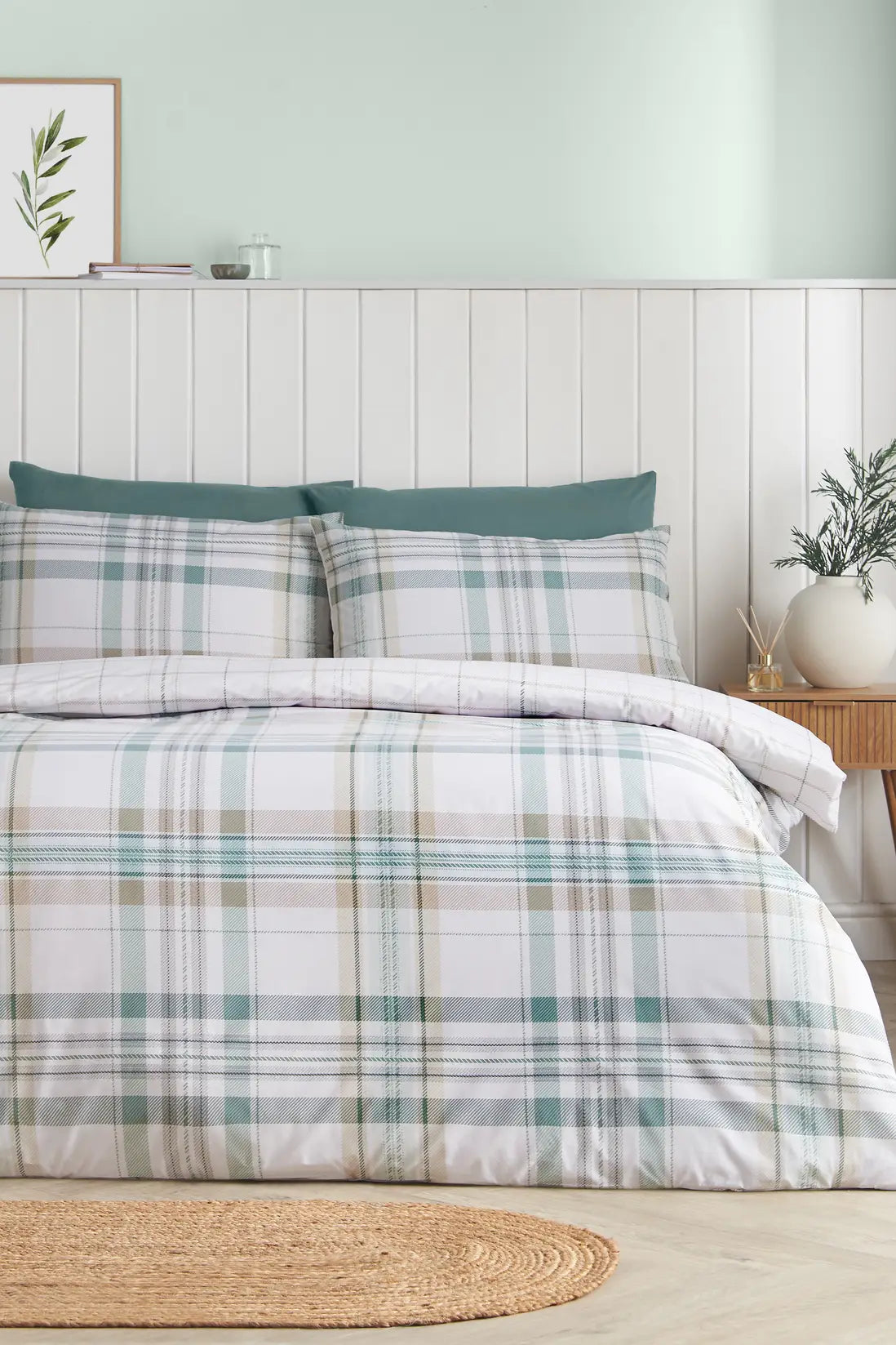 CARTMEL CHECK GREEN QUILT SET