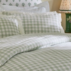 CATH KIDSTON PAINTED GINGHAM LACE GREEN DUVET SET