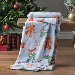 CHRISTMAS GINGERBREAD BLUE THROW