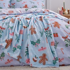 CHRISTMAS GINGERBREAD BLUE THROW
