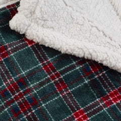 TARTAN SHERPA CHECK GREEN THROW 130X170CM