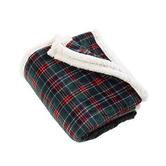 TARTAN SHERPA CHECK GREEN THROW 130X170CM
