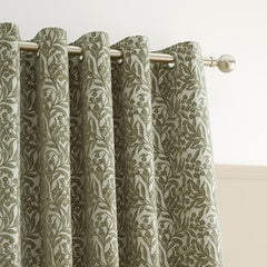 CHENILLE LEAVES CURTAIN GREEN