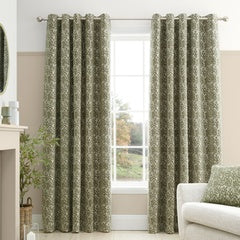 CHENILLE LEAVES CURTAIN GREEN