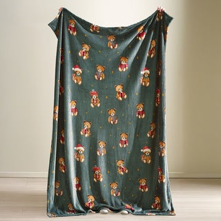 CHRISTMAS TARTAN TEDDY BEAR THROW