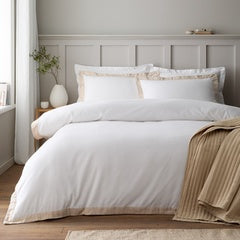 BRUSHED TAILORED DUVET SET WHITE/NATURAL