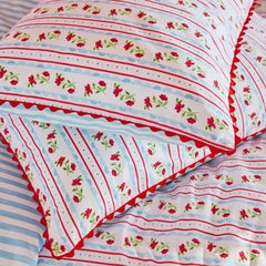 TREASURE STRIPE DUVET SET RED/NAVY