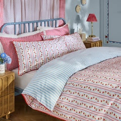 TREASURE STRIPE DUVET SET RED/NAVY