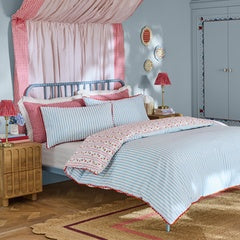TREASURE STRIPE DUVET SET RED/NAVY