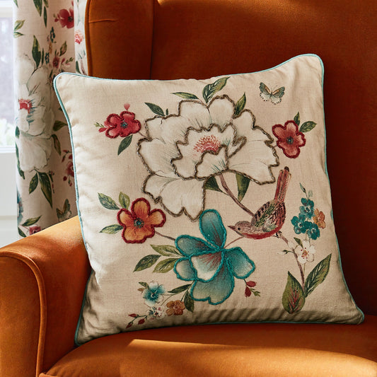 PIPPA FLORAL BIRDS CUSHION 45X45CM