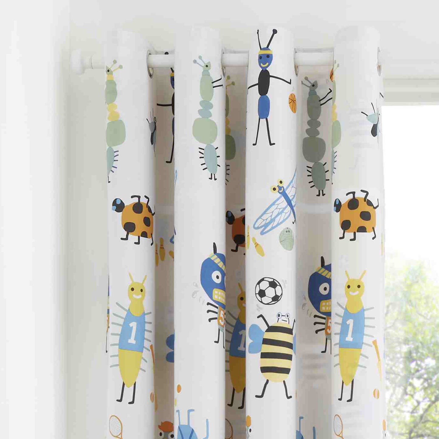 Catherine Lansfield Bugtastic Eyelet Curtains 66x72 Inch Yellow